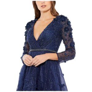 NWT Mac Duggal Tea Length Midnight Blue Dress 67809